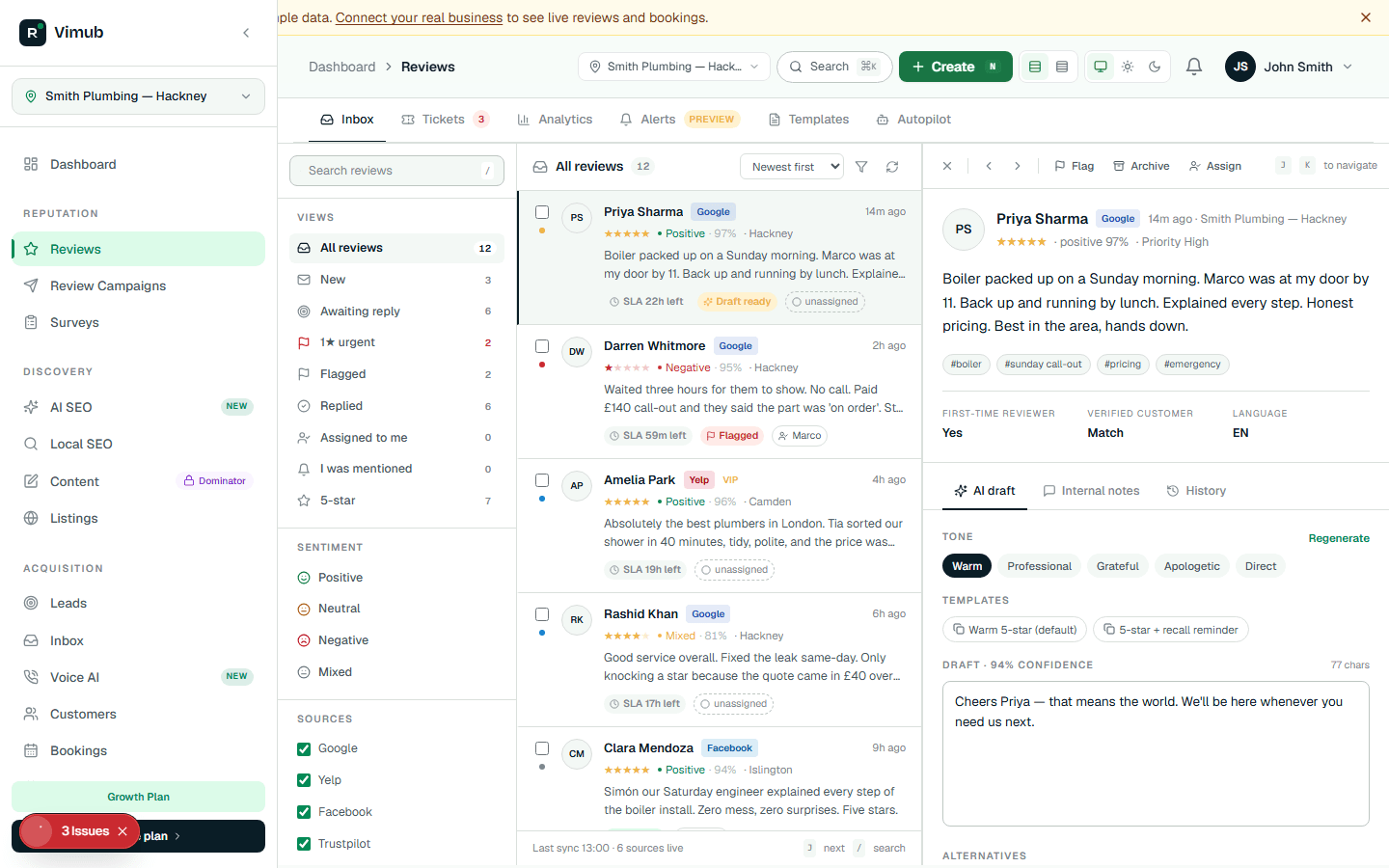 Every review, one inbox